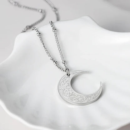 Collier croissant de Lune "Avec la difficulté vient la facilité"